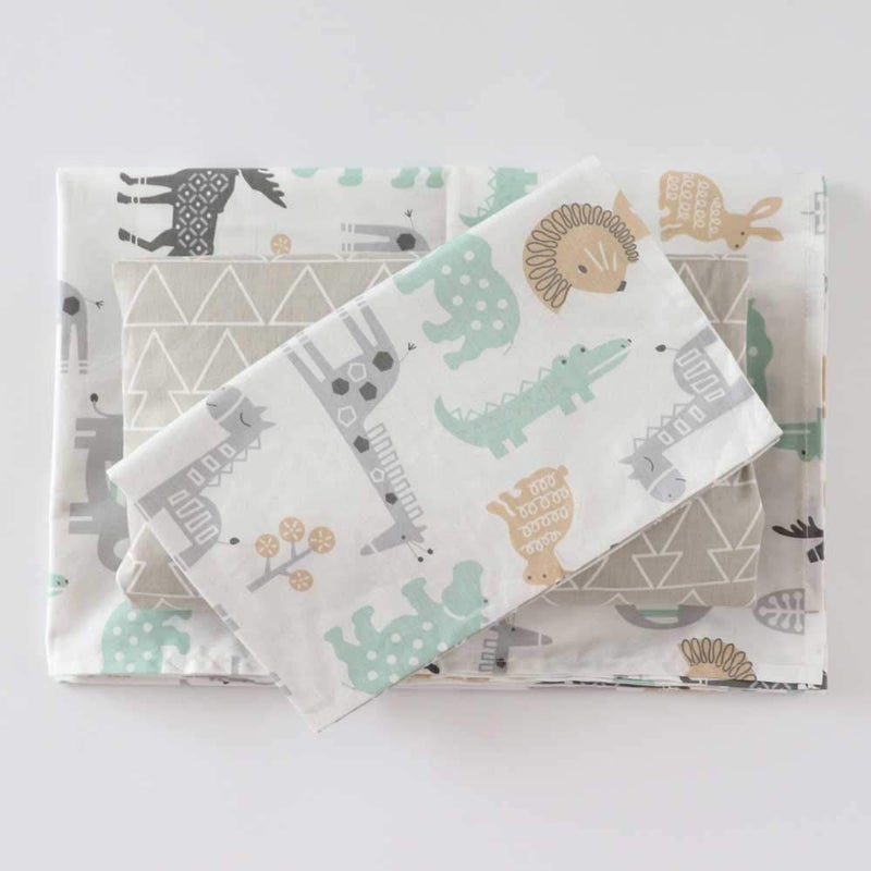 Emenpy 100% Cotton Crib Bedding Set for Baby Boys Girls,3 Pcs Baby Bed Linen Include Duvet Cover,Fitted Sheet,Pillowcase,Nursery Decoration,No Filler(Khaki) - Image 2